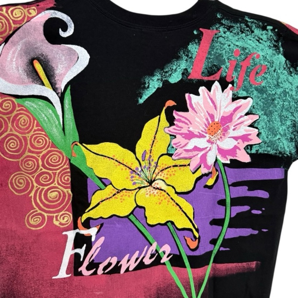Vintage Kolorway Floral Graphic Tee Women’s Medium Life Flower 90s Art Shirt USA - Picture 4 of 5